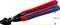 Een rode en blauwe Knipex-boutenschaar, ongeveer 60 mm groot, geschikt voor het knippen van Cu tot maximaal 6 mm.