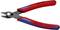 Zijkniptang met rode en blauwe handgreep, Knipex model 78 61 140, geschikt voor koper draden (max. 2,1 mm) en ijzerdraden (tot 1,4 mm).