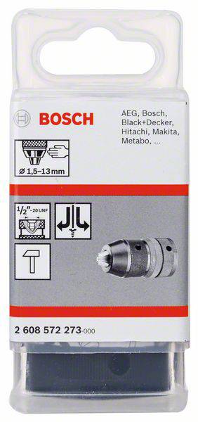 'Bosch boorkoppelingset', geschikt voor AEG, Bosch, Black+Decker, Hitachi, Makita, Metabo; spanbereik 1,5-13 mm, schroefdraad 1/2"-20 UNF.