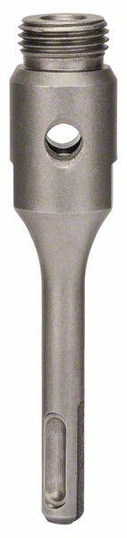 Metaaladapter met een gat in het midden, bovenaan voorzien van schroefdraad. Wordt gebruikt voor het bevestigen van apparaten of gereedschappen op een machine.