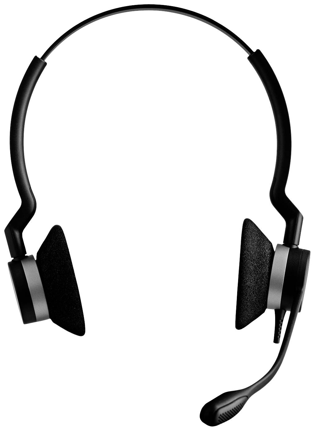 Een zwarte headset met microfoonarm, geschikt voor communicatie in callcenters of tijdens online vergaderingen.