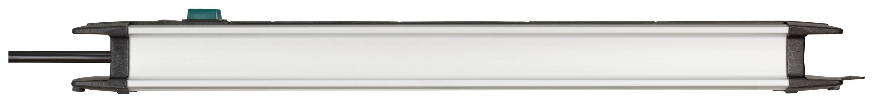 Rechthoekig, zilver elektronisch apparaat met zwarte kabel en schakelaar bovenop, vermoedelijk een voedingsadapter of besturingsapparaat.