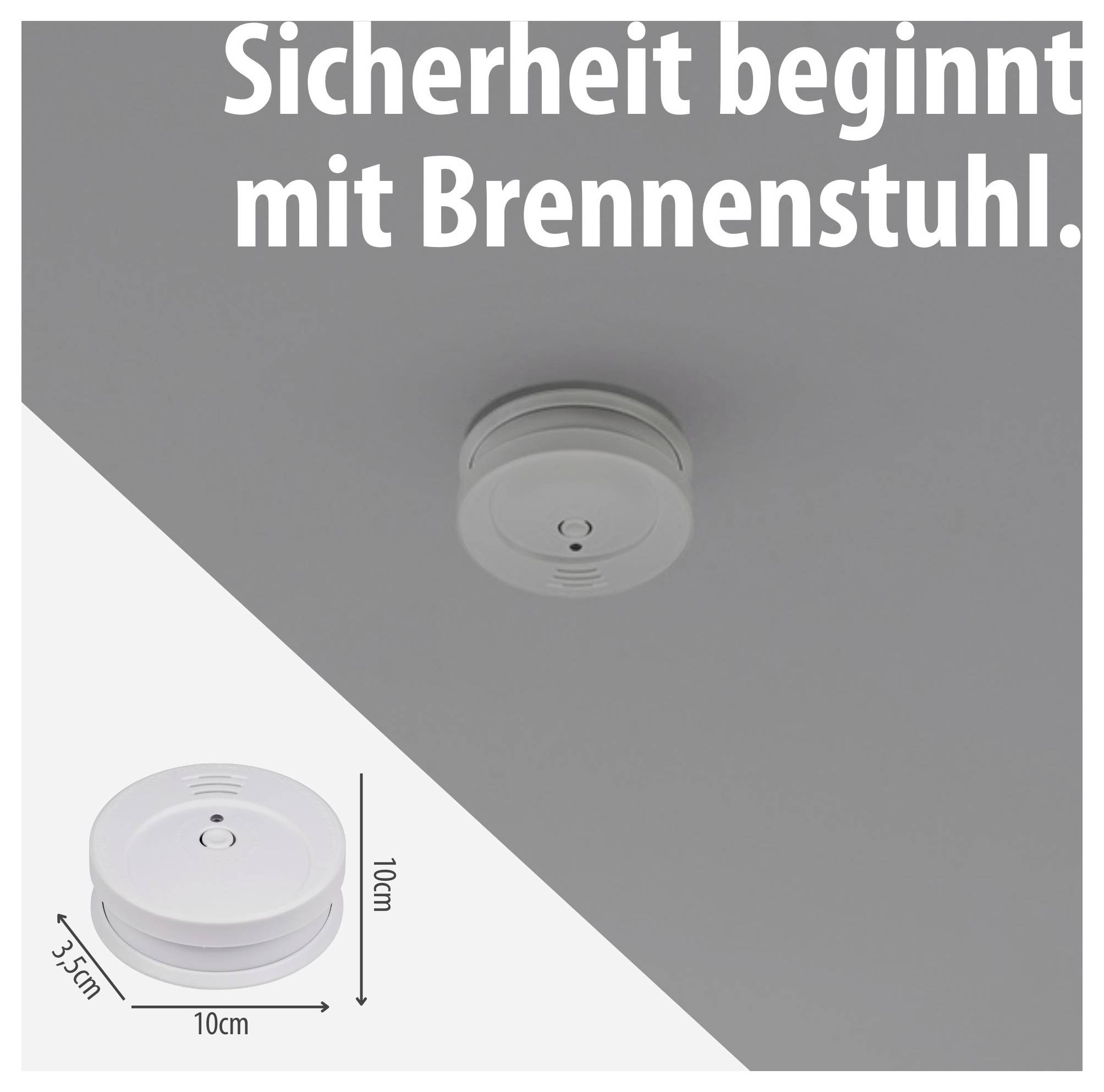 Veiligheidsbegint met Brennenstuhl.' met afgebeelde melder en maataanduidingen 10 cm x 3,5 cm.