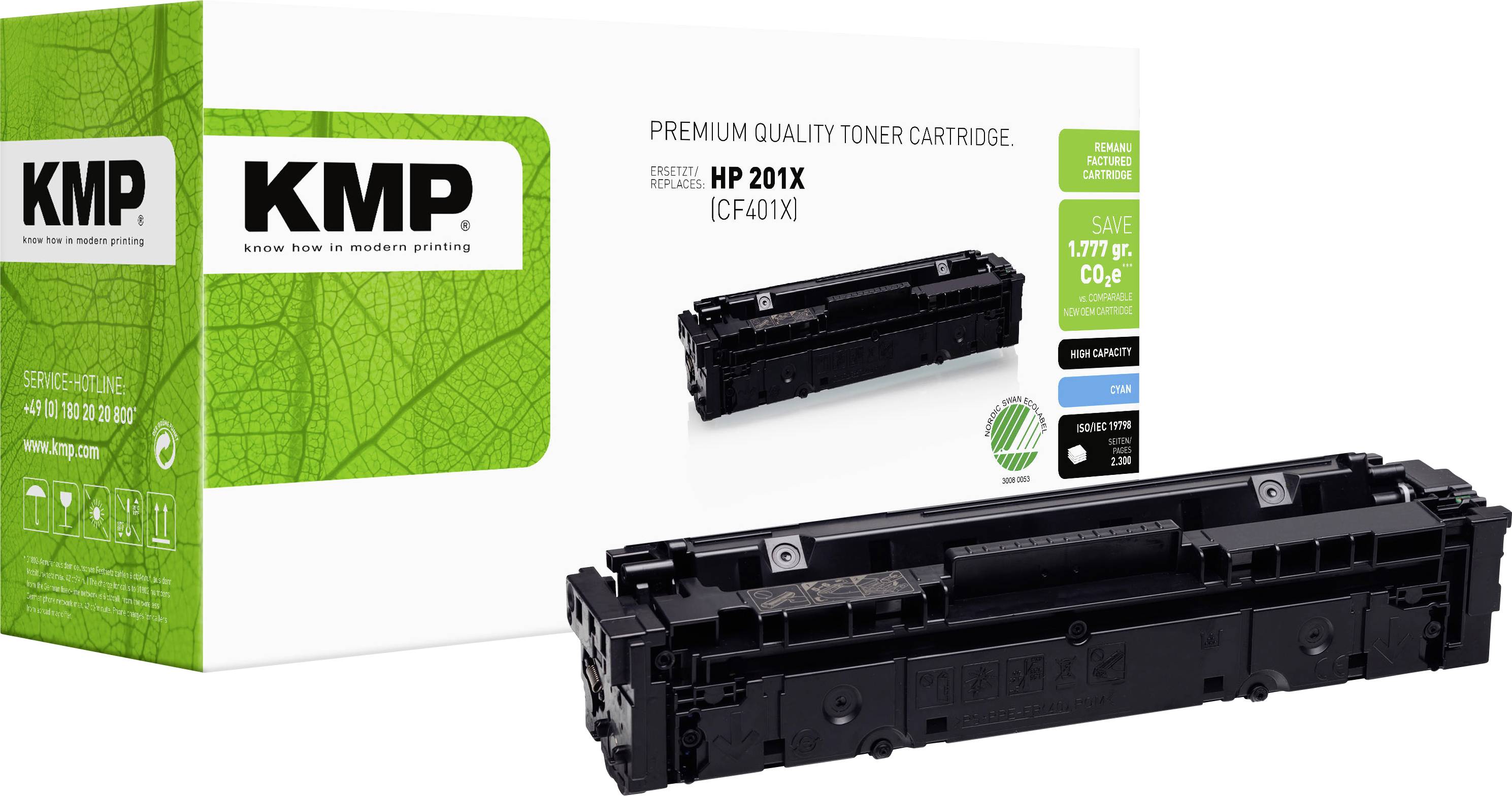 KMP Toner vervangt HP 201X, CF401X Compatibel Cyaan 2300 bladzijden H-T215CX 2536,3003