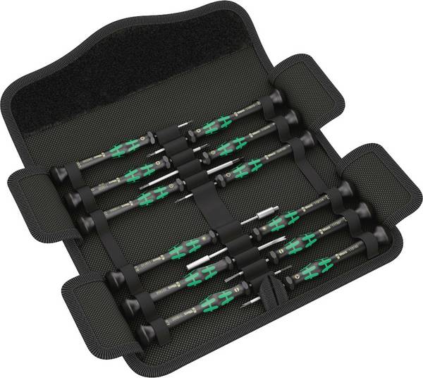 Wera Kraftform Micro 12 Electronics 1 Schroevendraaierset Elektronica en fijnmechanica 12-delig Plat, Kruiskop Phillips, Inbus, Spanner, Torx BO, Torx plus, Microstix