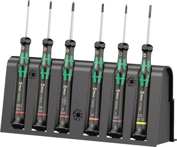 Wera 2050/6 Schroevendraaierset Elektronica en fijnmechanica 6-delig Plat, Kruiskop Phillips, Torx plus, Microstix
