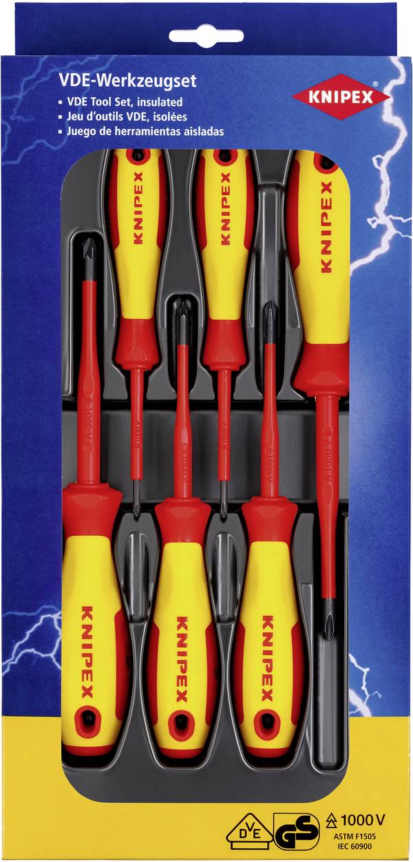 Knipex  Schroevendraaierset VDE 6-delig Kruiskop Pozidriv, Kruiskop Phillips