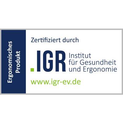 'Gecertificeerd door IGR - Instituut voor Gezondheid en Ergonomie. Ergonomisch product.' Website: www.igr-ev.de