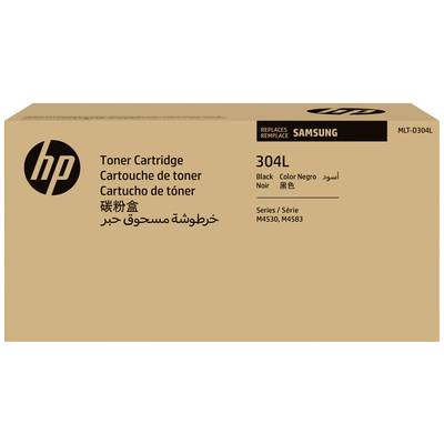 Bruine kartonnen verpakking van een tonercartridgemodel '304L' van HP. Vervanging voor Samsung-printers M4530, M4583. Bevat tekst in meerdere talen.