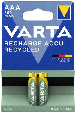 Varta RECH.AC.RECYC.AAA800mAh BLI2 Oplaadbare AAA batterij (potlood) NiMH 800 mAh 1.2 V 2 stuk(s)