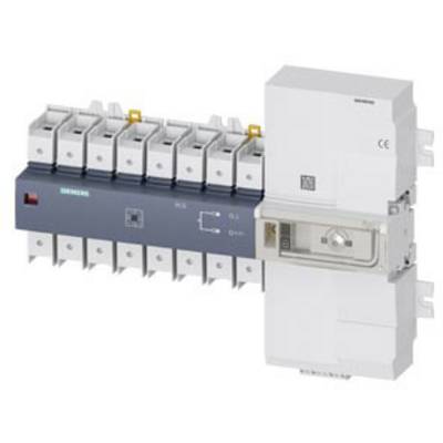 Een elektrische zekeringschakelaar van Siemens met meerdere aansluitpunten. Toont modelnummer en CE-markering, zijaanzicht.