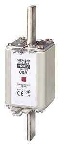 'Siemens Sitor 3NE1 806 80A 690V hoogpresterende zekering' met rode indicator en metalen contacten, geschikt voor elektrische systemen.