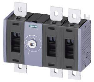 Industrieschakelaar van Siemens met vier aansluitklemmen, geschikt voor hoge stroomsterktes, in een robuuste behuizing voor industriële toepassingen.