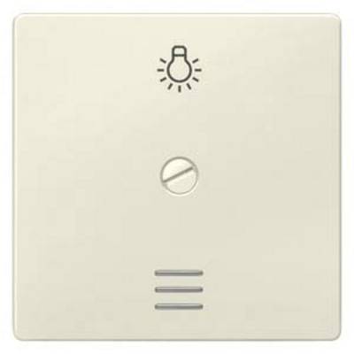 Een witte lichtschakelaar met een gloeilampjesymbool bovenaan. Daaronder bevindt zich een kleine draaiknop.