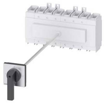 Een elektrische schakelaar met een lange hendel die uitkomt in een behuizing met meerdere aansluitingen. Het apparaat wordt gebruikt voor stroomregeling.