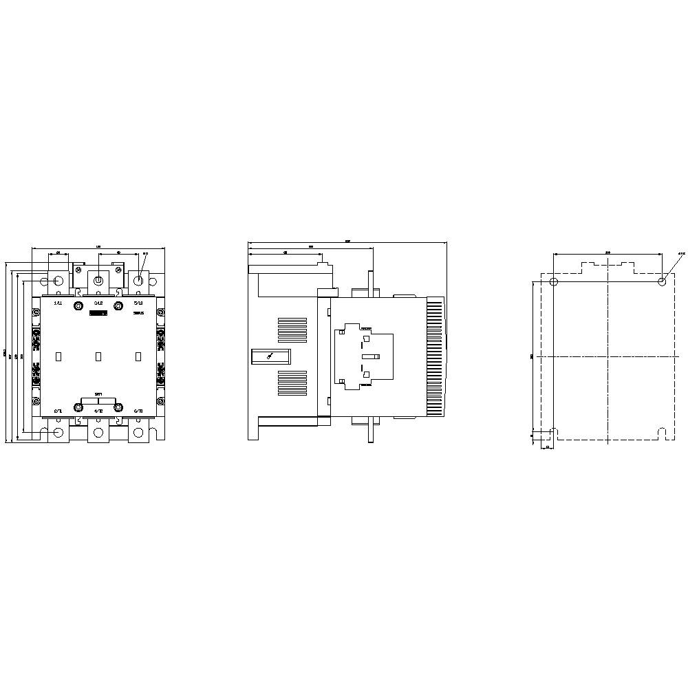Technische tekening van drie componenten in bovenaanzicht en zijaanzicht. Details van aansluitingen en interne structuren zijn zichtbaar.