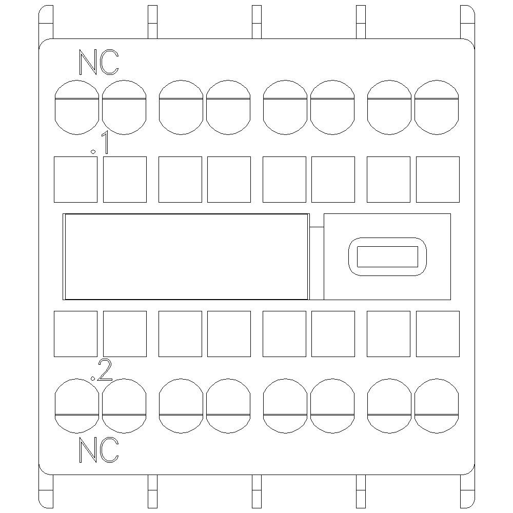 Diagram van een elektrische schakeling met meerdere contacten en verbindingen. Gelabeld met 'NC' en '.1' '.2'.