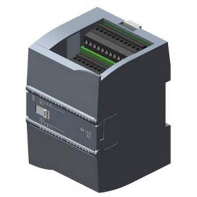 Een donkergrijs, compact elektrisch apparaat met meerdere aansluitingen en een verdiept groen gedeelte, mogelijk een adapter of module voor industriële toepassingen.