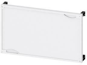 Witte, rechthoekige ventilatierooster afdekking met een strak design, geschikt voor wandmontage of plafondinstallatie.