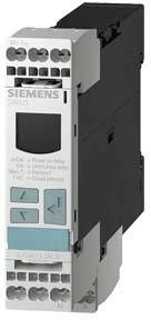Elektronisch relais van Siemens met display en bedieningsknoppen. Wordt gebruikt voor bewaking en besturing van elektrische systemen.