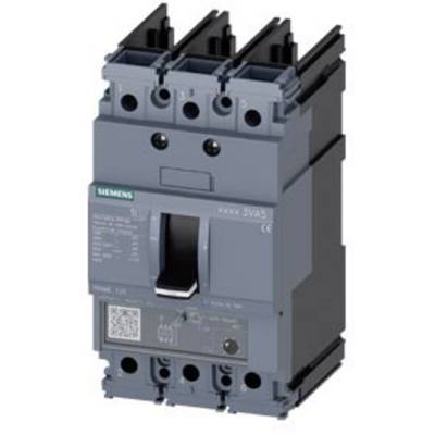 Een grijze vermogensschakelaar met verticale schakelaar. Gemarkeerd met 'Siemens'. Geschikt voor industriële elektrische toepassingen.