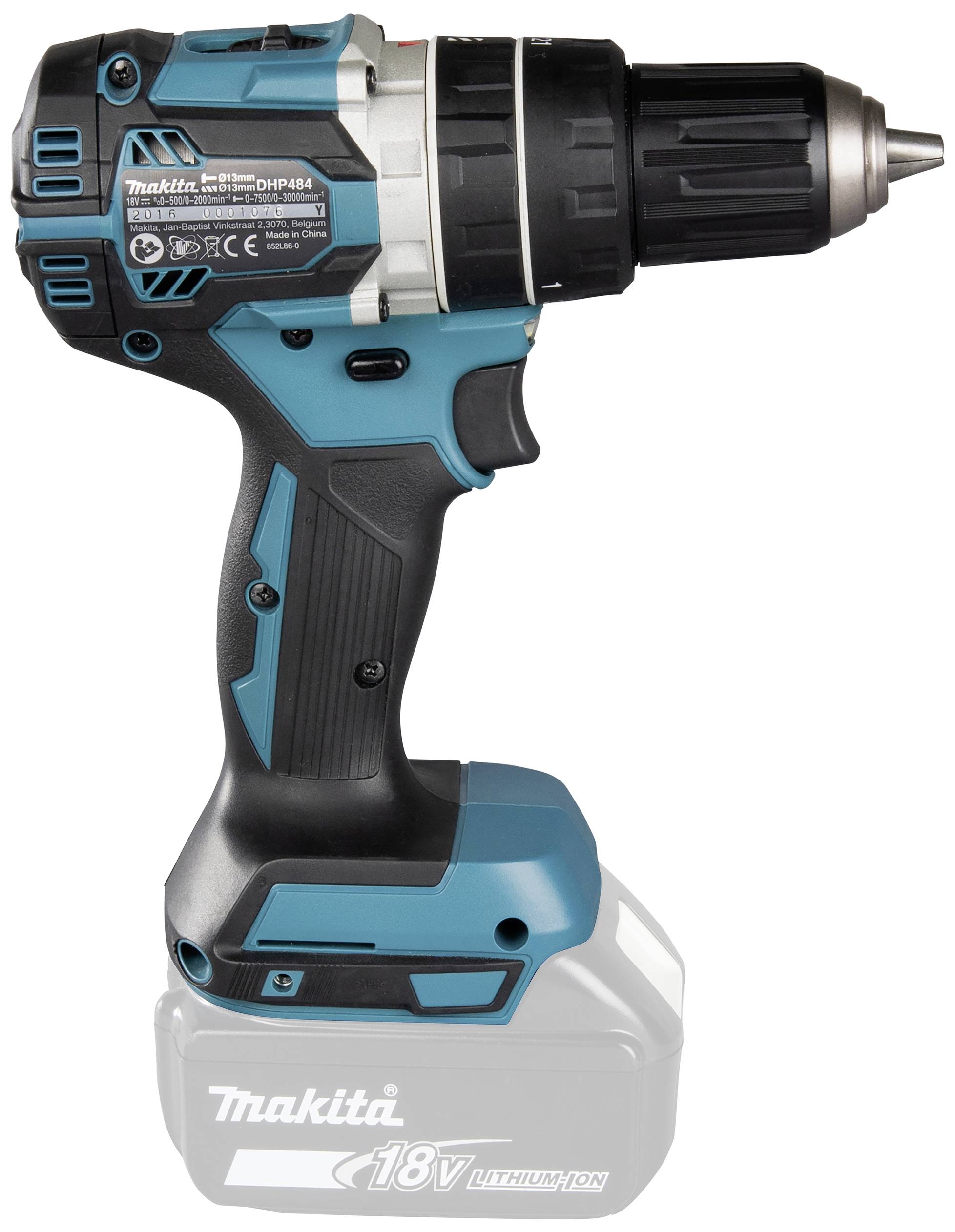 Een draadloze, blauw-zwarte accuschroevendraaier met 18V lithium-ion accu, geschikt voor boren en schroeven in verschillende materialen.