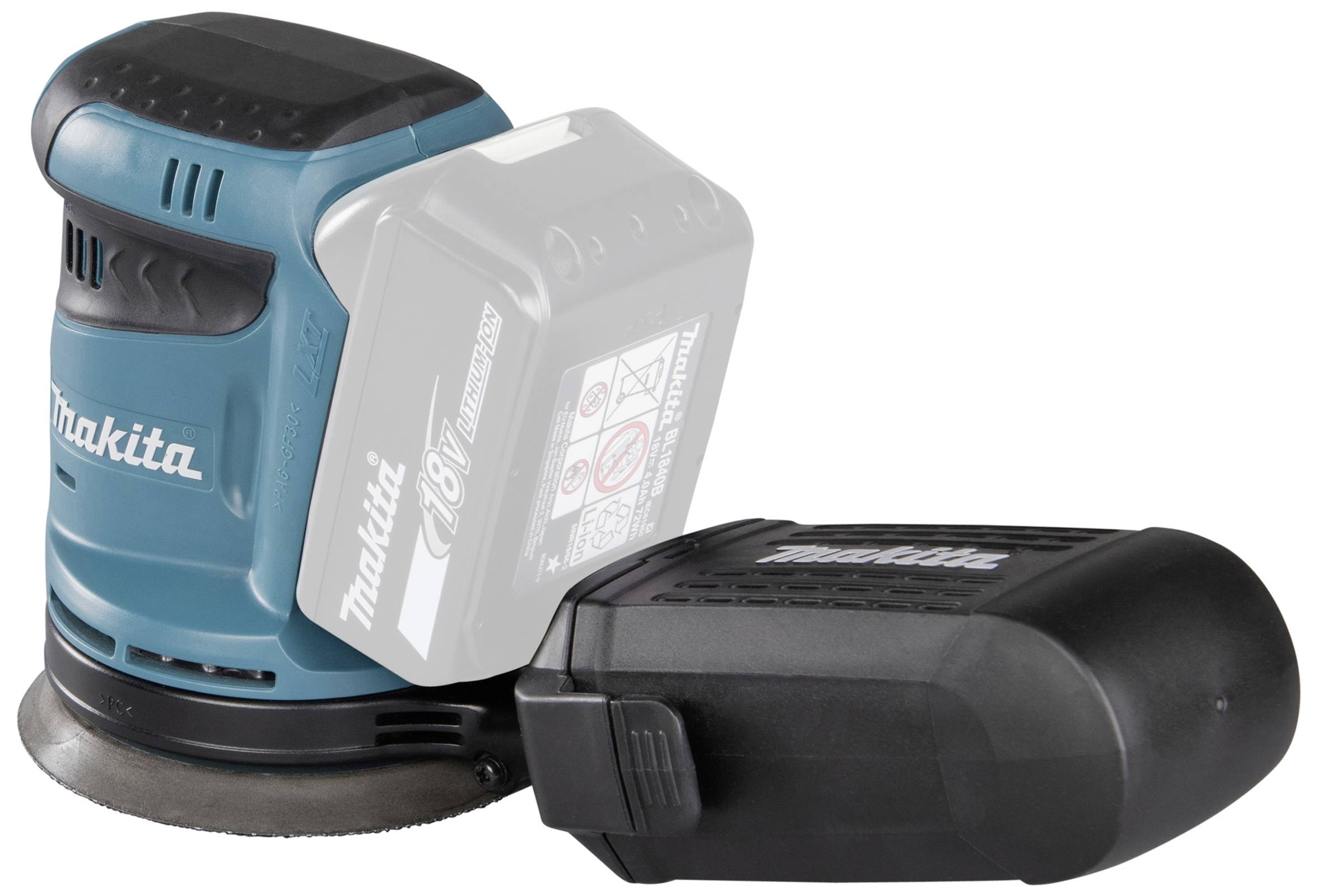 Een draadloze slijper van Makita met een verwijderbare accu, ideaal voor oppervlaktebehandelingen en precisiewerk.