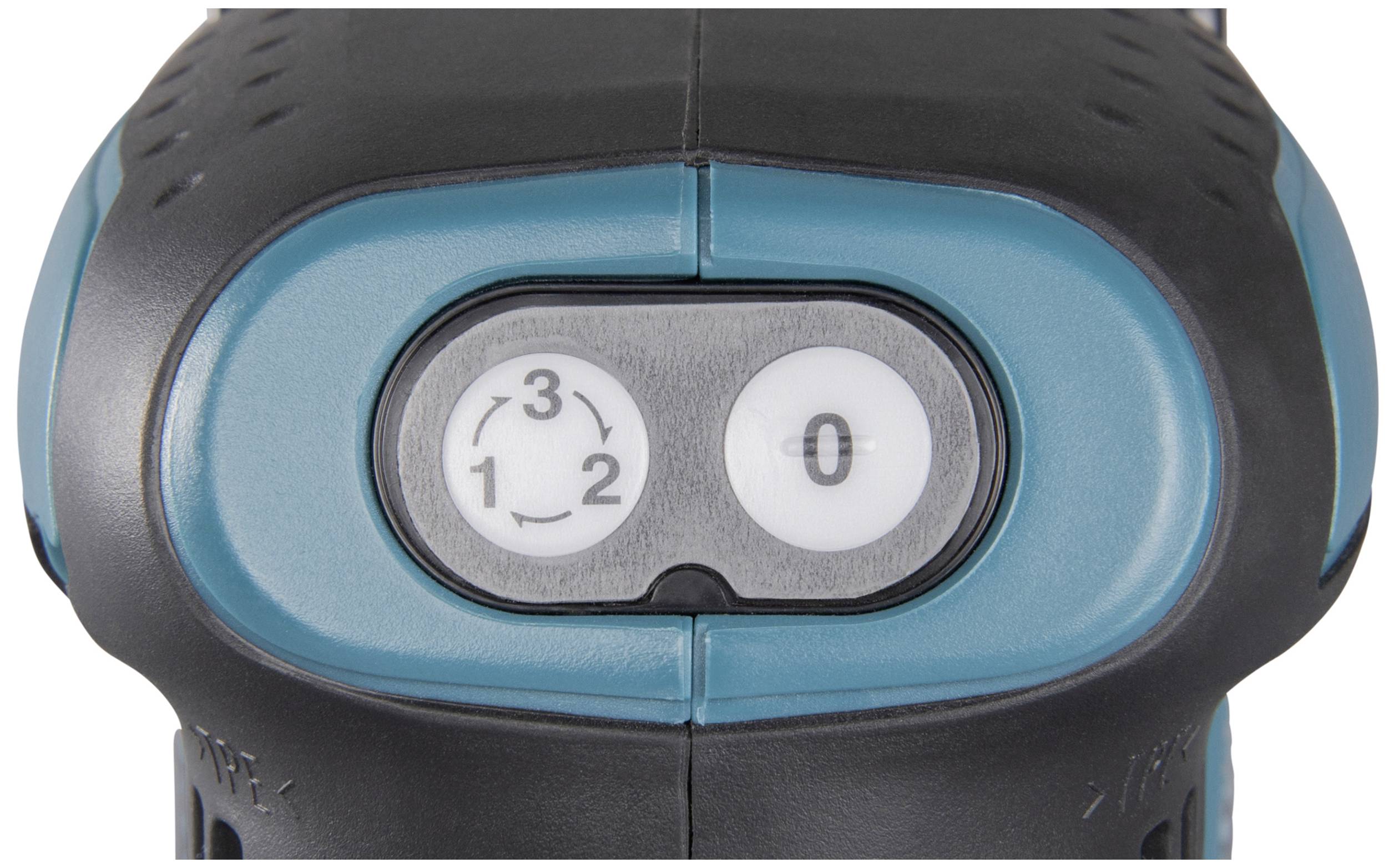 Close-up van een toerentalregelaar op een elektrisch gereedschap met vijf standen van 0 tot 3.