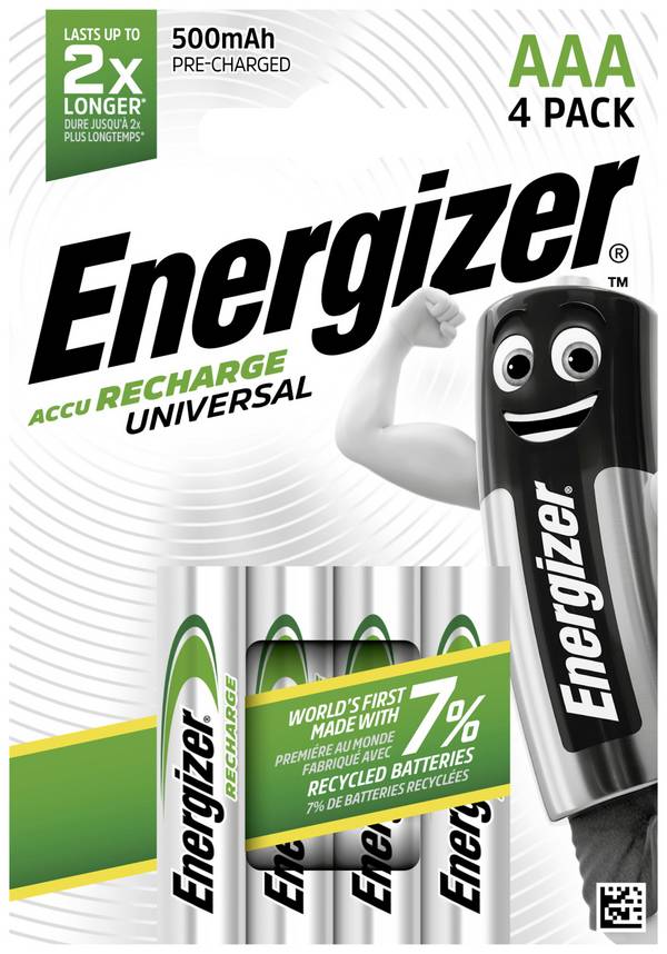 Energizer Universal HR03 Oplaadbare AAA batterij (potlood) NiMH 500 mAh 1.2 V 4 stuk(s)