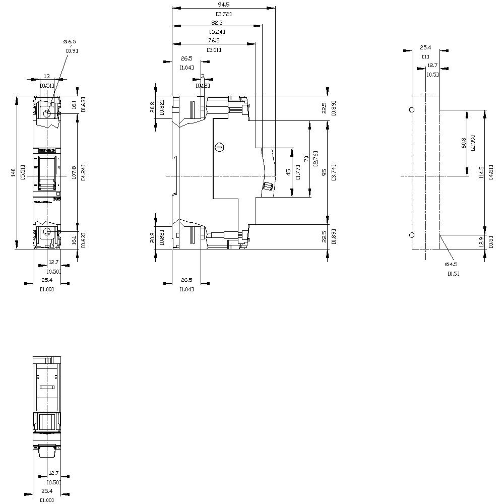 Technische tekening van een mechanische component met verschillende aanzichten en gedetailleerde maatvoering in millimeters.