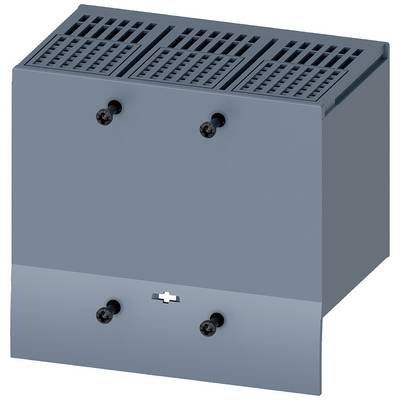Het beeld toont een antracietkleurige ventilatiebehuizing met meerdere openingen en twee schroefsluitingen aan de voorkant.
