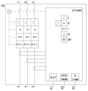 Een schakelschema toont de ETU860-module met L, S, I, G-indicatoren. Onderaan zijn aansluitingen N-CT, EFB/MMB, N, U-tab zichtbaar.