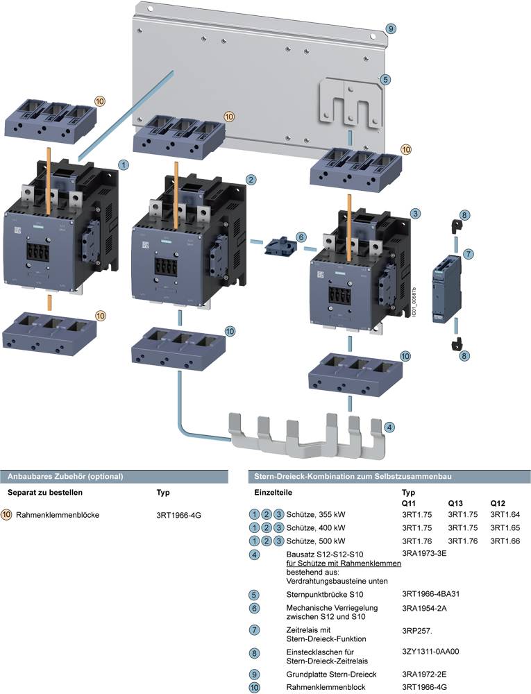 'Exploded view tekening van een schutter met bijschriften. Toont montage van schutter en toebehoren. Tabel vermeldt productdetails.'