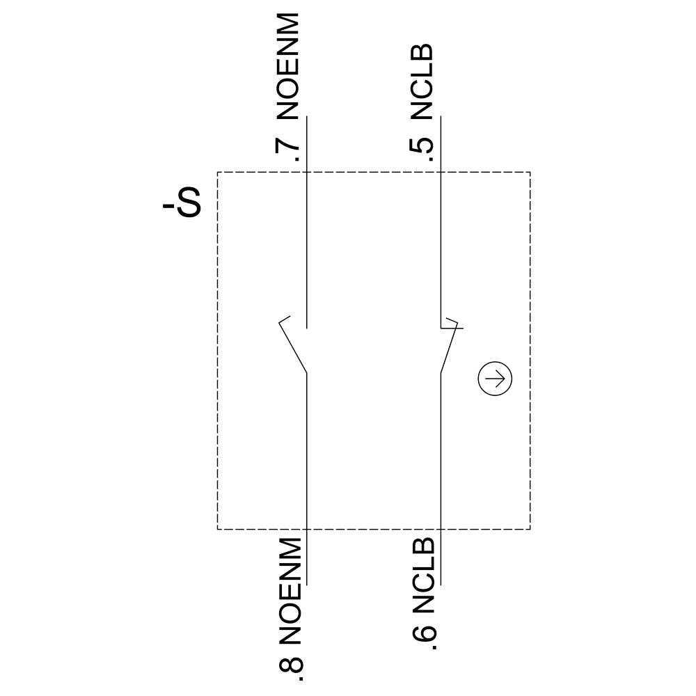Diagram met twee verticale lijnen, aangeduid als '.7 NOENM' en '.5 NCLB', en twee inkepingen met '.8 NOENM' en '.6 NCLB'.