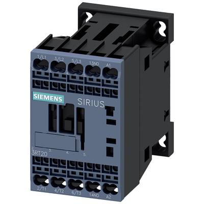 Een elektrische magneetschakelaar van het merk Siemens uit de Sirius-serie, modelnummer 3RT20, met meerdere aansluitklemmen aan de voorzijde.