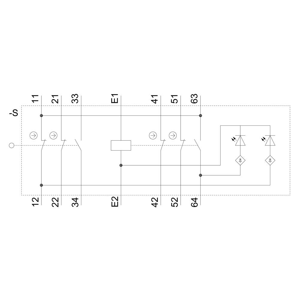 'Schakelpaneel van een elektrische stroomkring met schakelaars, spoel en LED's. Genummerde punten verbinden verschillende onderdelen.'