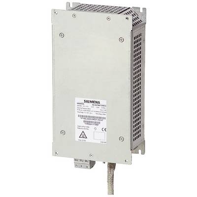 Industriële component van Siemens, rechthoekige metalen behuizing met ventilatiesleuven, opschrift aan de voorkant, kabelaansluiting onderaan.