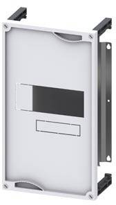 Behuizing met rechthoekige opening, wandmonteerbaar, geschikt voor elektrische apparaatinstallatie. Witte frontplaat.
