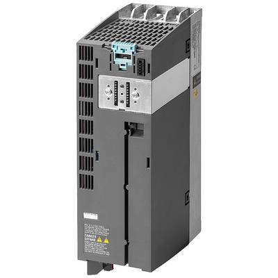Grijs-zwarte elektrische schakelkast-component met ventilatiesleuven, waarschuwingsaanduidingen en meerdere aansluitingen.