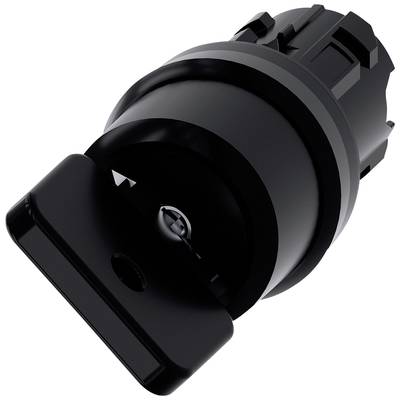 Zwarte cilinder met ingelaten, gedraaide sleutel, mogelijk onderdeel van een slot of elektrisch component.