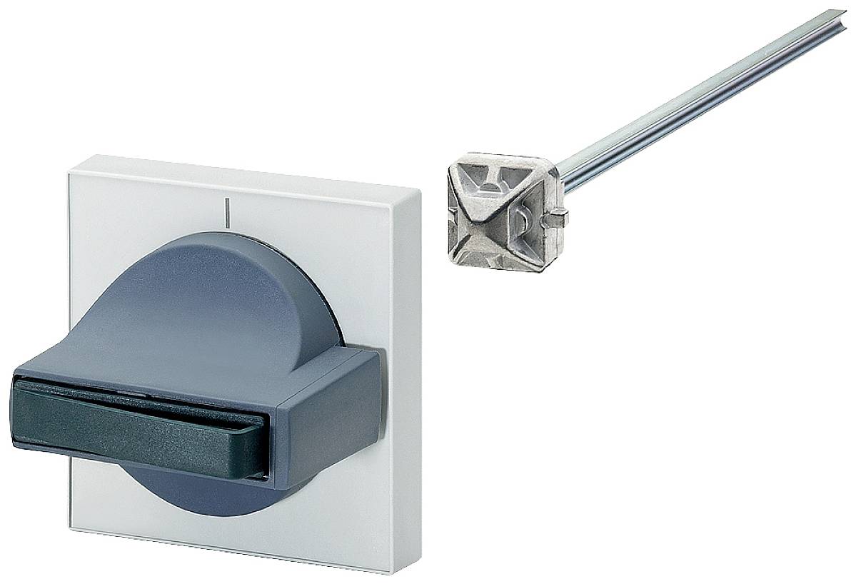 Draaiknop met afneembare handgreep naast een lange metalen pin.
