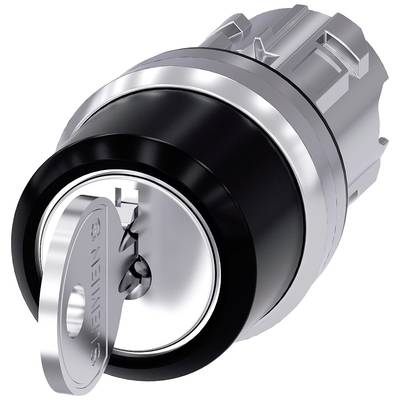 Een zilveren en zwarte ronde cilinder met een ingestoken sleutel toont een sluitingssysteem, waarbij mechanische details worden benadrukt.