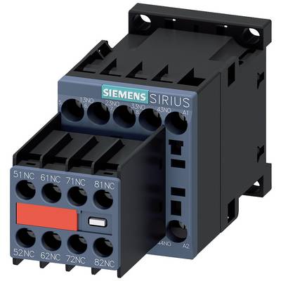 Een zwarte Siemens SIRIUS-schakelaar met meerdere aansluitklemmen, gebruikt in elektrische besturingen voor het schakelen van stroomkringen.