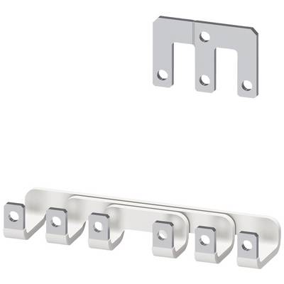 Twee zilveren metalen wandhaken. De bovenste heeft drie gaten, de onderste bestaat uit vijf verbonden bevestigingen.