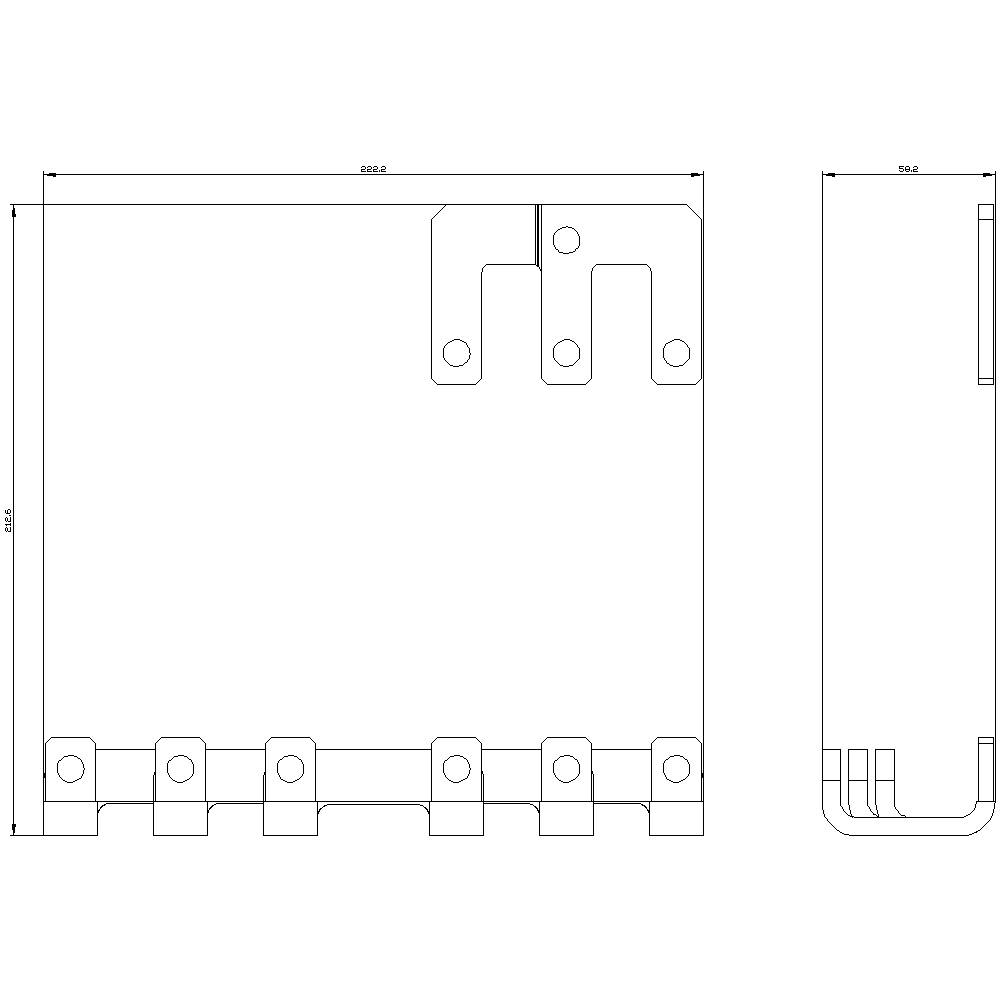 Technische tekening van een rechthoekig metalen onderdeel met specifieke afmetingen en bevestigingsgaten. Afmetingen: 836,2 mm x 70,8 mm.