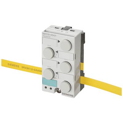 'Siemens Repeater, model 6GK1210-0SA01, voor signaalversterking in netwerken. Grijs behuizing met meerdere aansluitingen en geel kabel.'