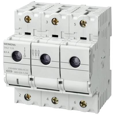 Een driepolige vermogensautomaat van Siemens voor 63 A, geschikt voor 230/400V AC-netwerken.
