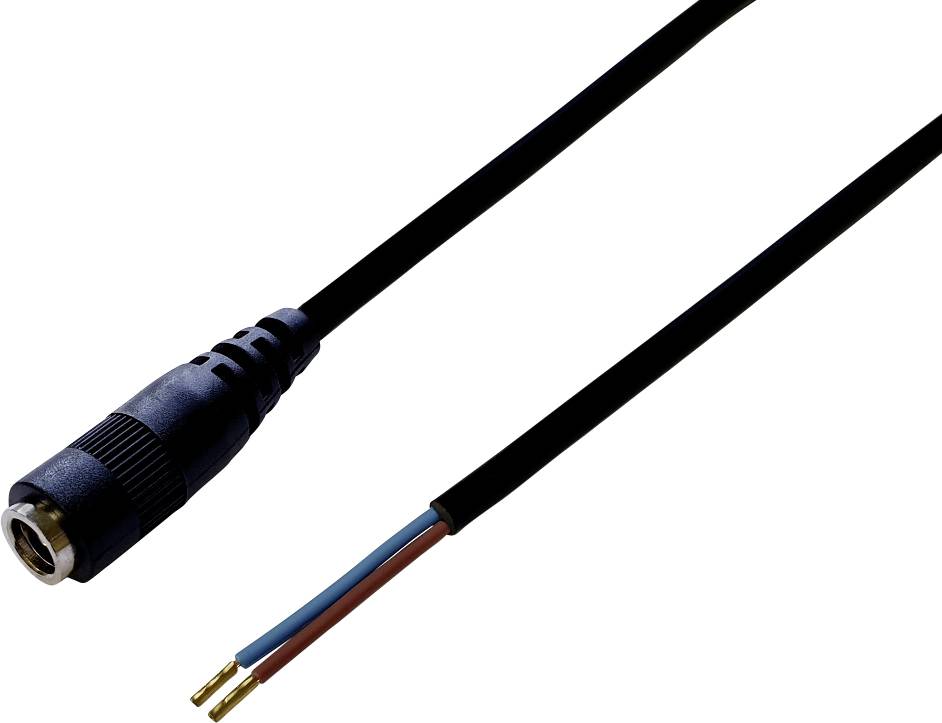 Zwart audiokabel met aparte stekker en twee open, verschillend gekleurde draden aan het uiteinde, voor elektrische aansluiting.