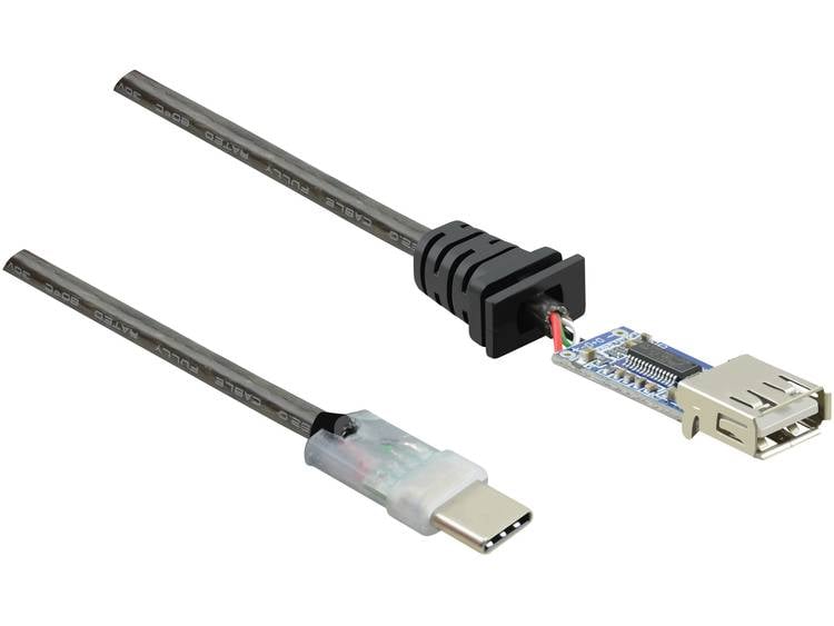 USB 2.0Actief Verlengkabel[1x USB-C stekker 1x USB 2.0 bus A]5 mZwartVergulde steekcontactenRenkforc