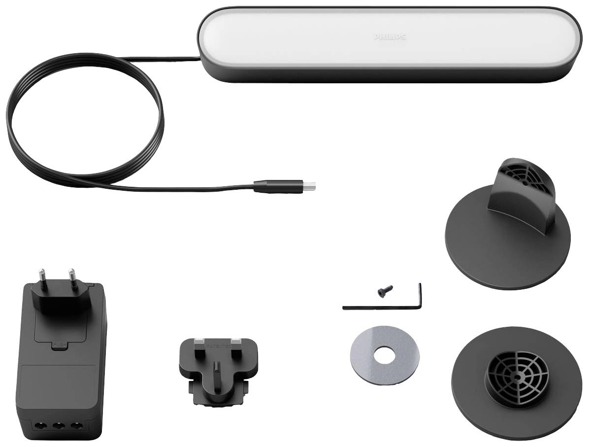 Accessoireset met LED-strip, netadapter, standbeugels en montagegereedschap. Ideaal voor het installeren van sfeervolle verlichting.